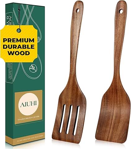 Teak Wood Spatula Set for Cooking, 2 Pieces