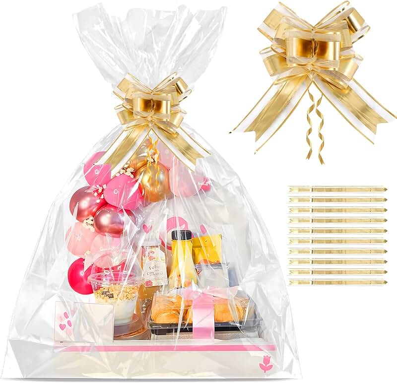 Extra Large Clear Cellophane Gift Bags, 50x60, 10 Pack