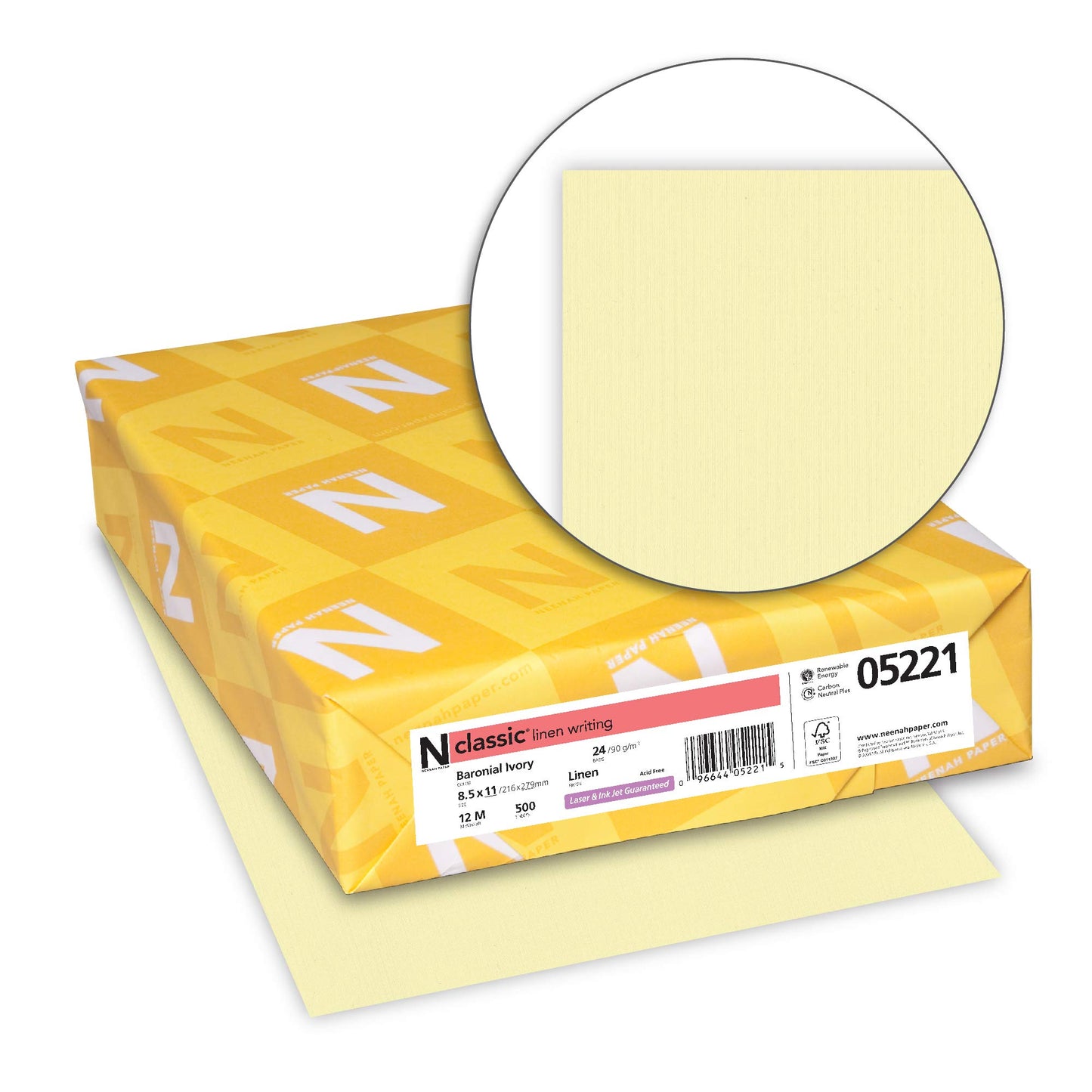 Classic Linen Ivory Paper, 8.5 x 11, 24 lb, 500 sheets