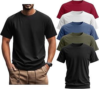 Set of five men's short sleeve cotton shirts in big and tall sizes