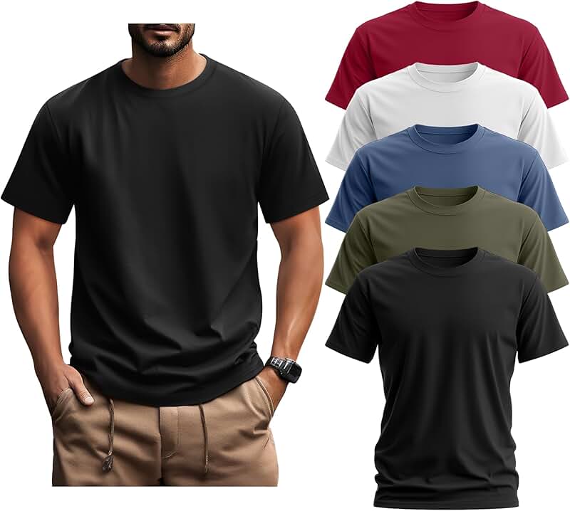 Set of five men's short sleeve cotton shirts in big and tall sizes