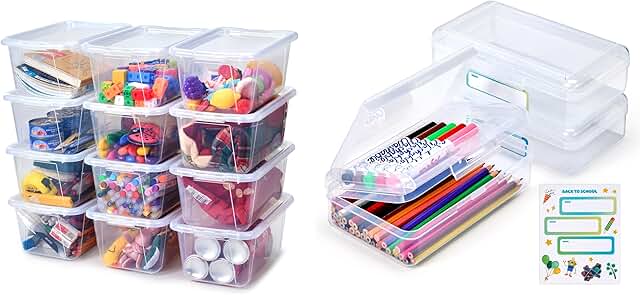Clear plastic storage bins with lids for kids