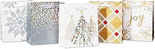 Small Christmas gift bags with gold and silver patterns