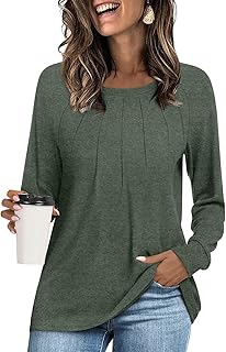 Women's 2025 Fall Long Sleeve Pleated Tunic Top