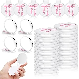 40 Pink Bow Mini Pocket Mirrors for Women