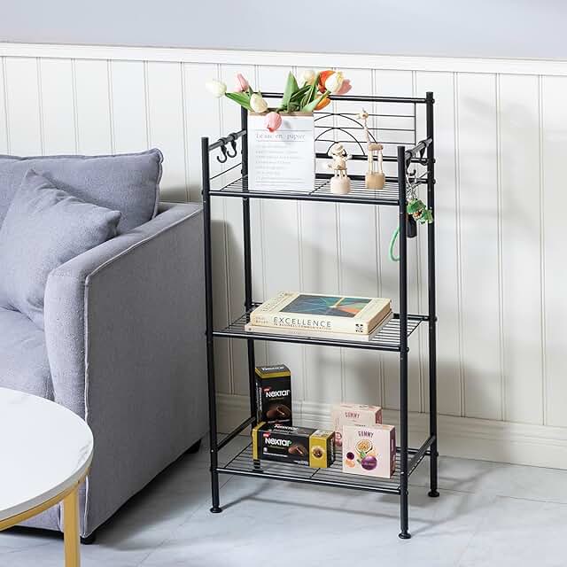 3-Tier Metal Wire Storage Rack with Adjustable Feet