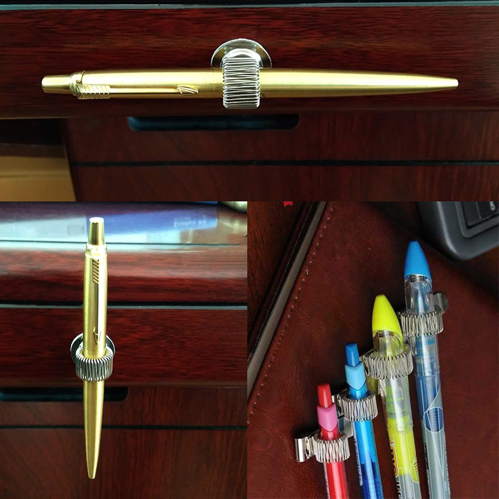 Set of 5 Stainless Steel Pen Holders with Adjustable Clips