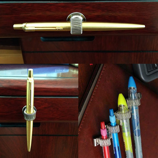 Set of 5 Stainless Steel Pen Holders with Adjustable Clips