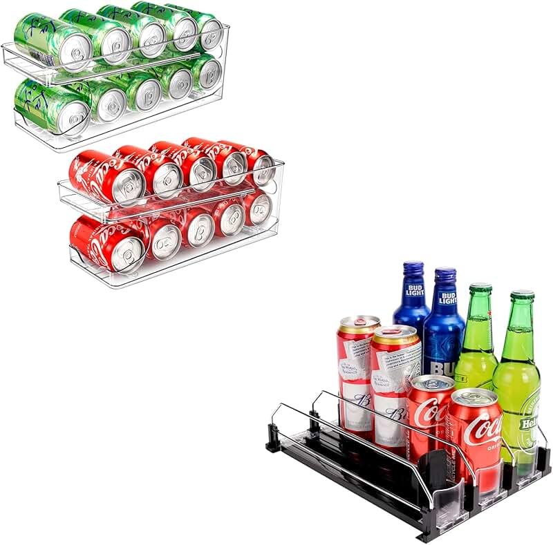 Two-Pack Rolling Soda Can Organizer for Refrigerator
