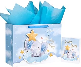 Large Baby Boy Gift Bag with Card and Tissue