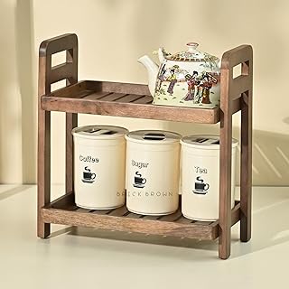 Brown Wooden 2-Tier Serving Stand for Snacks and Fruits