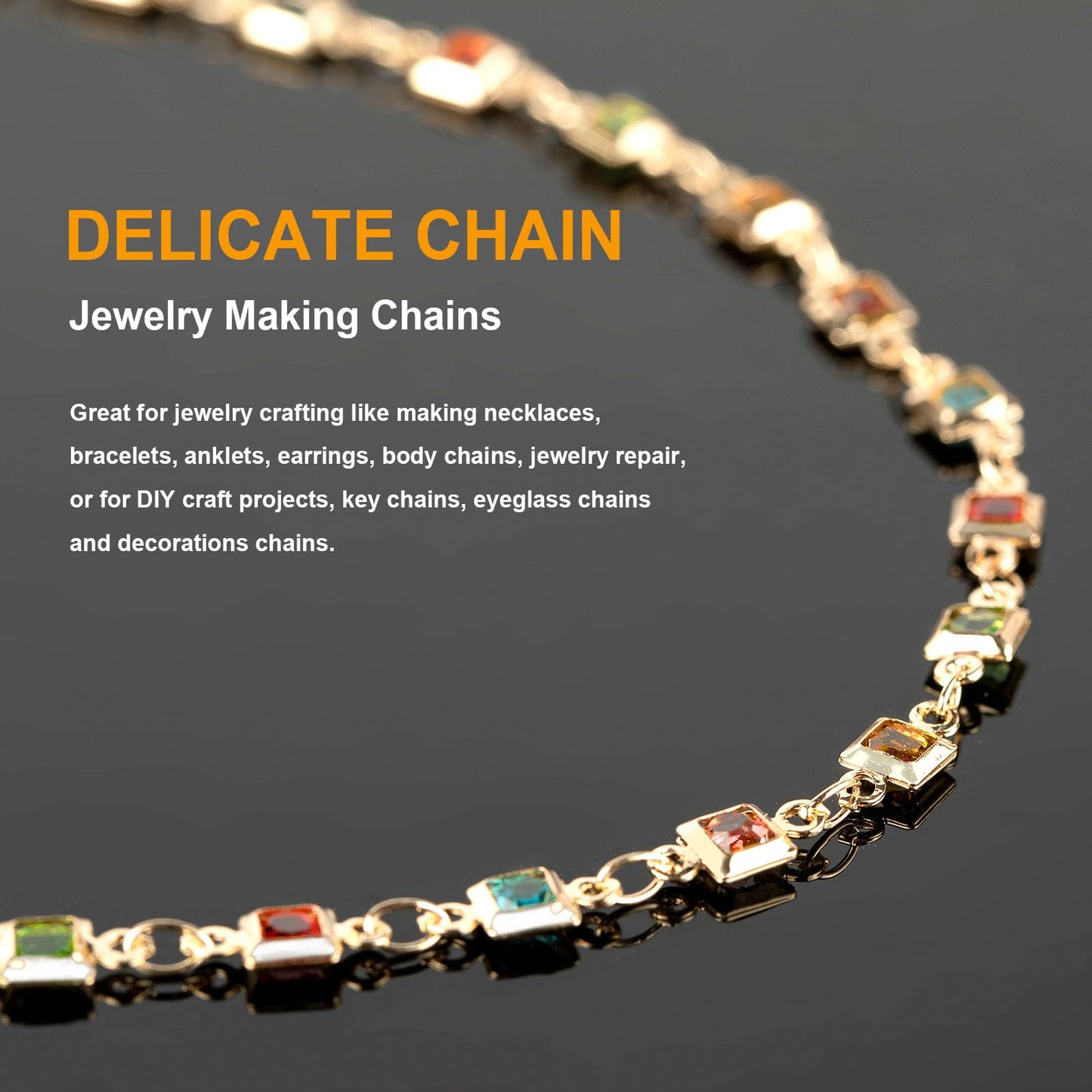 Colorful Rhinestone Jewelry Chain Bulk for DIY Crafts