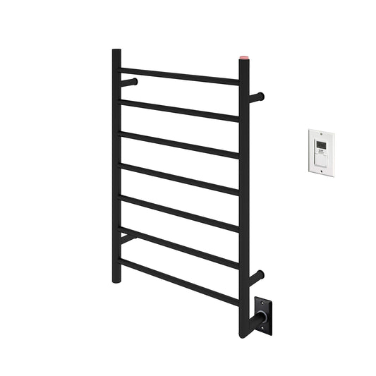 AN-5334T Comfort 7 7-Bar Wall Mount Hardwired Towel Warmer with Wall Timer in Matte Black