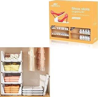 20-Pack White Shoe Organizer with Stackable Drawers
