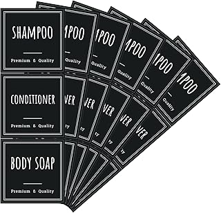 Bathroom Soap and Shampoo Bottle Labels, 18 Waterproof Stickers