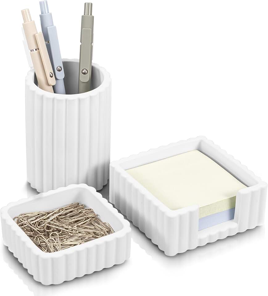 Modern concrete desk accessories set of 3