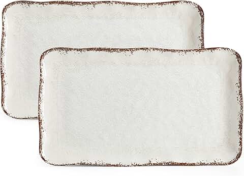 Large Rustic White Serving Trays Set of 2