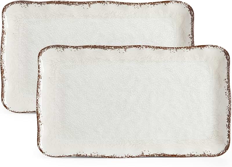 Large Rustic White Serving Trays Set of 2