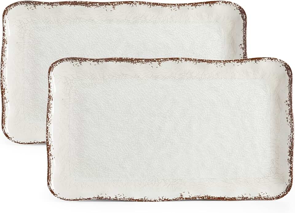 Large Rustic White Serving Trays Set of 2