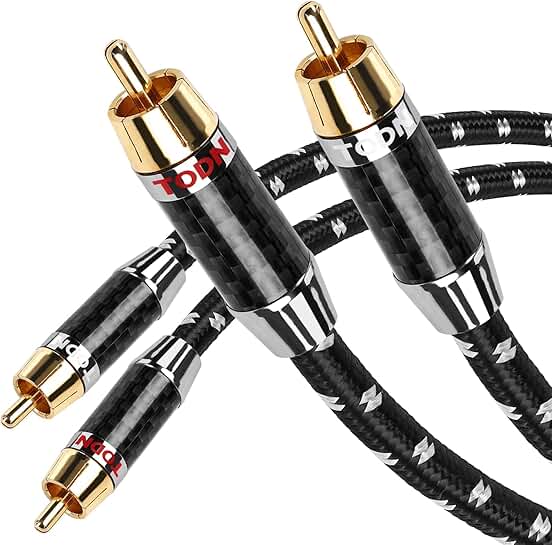 HiFi RCA Audio Cables for Subwoofer and Speakers, 6.5ft Pair