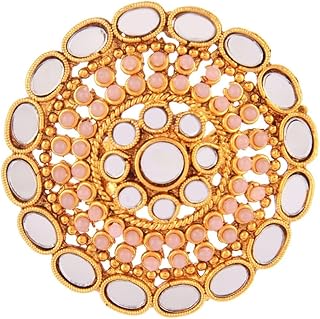 Round Crystal Glass Faux Pearl Beaded Adjustable Ring for Women