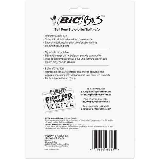 Black Retractable Ballpoint Pen, 1.0mm, 18 Pack
