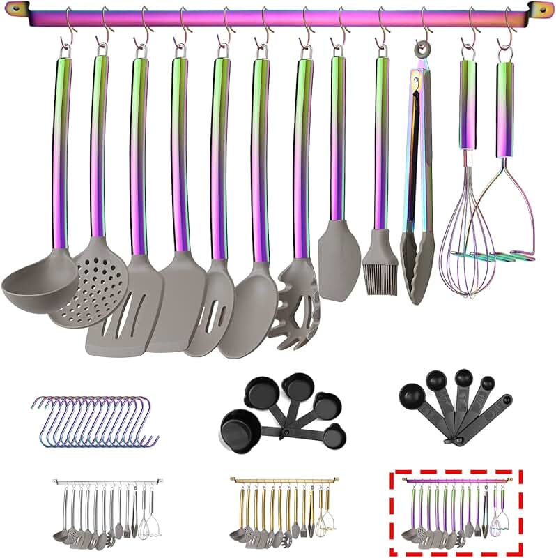 12-Piece Silicone Kitchen Utensil Set with Wooden Handles