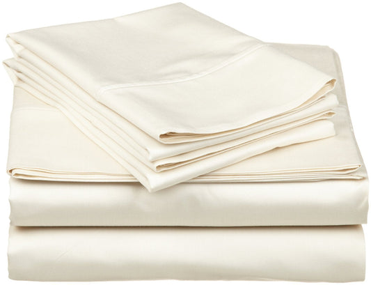 Premium Quality 4 Piece Luxurious Sheet Set--100% - 24" Deep Pocket Ivory Solid California King)