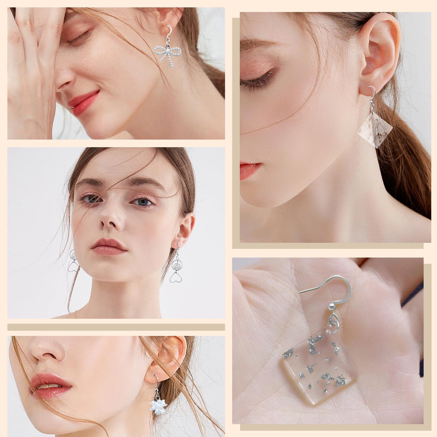 White Gold Earring Hooks with Silicone Backs and Jump Rings for DIY Jewelry