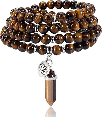 108 Mala Prayer Beads Bracelet with Natural Gemstones