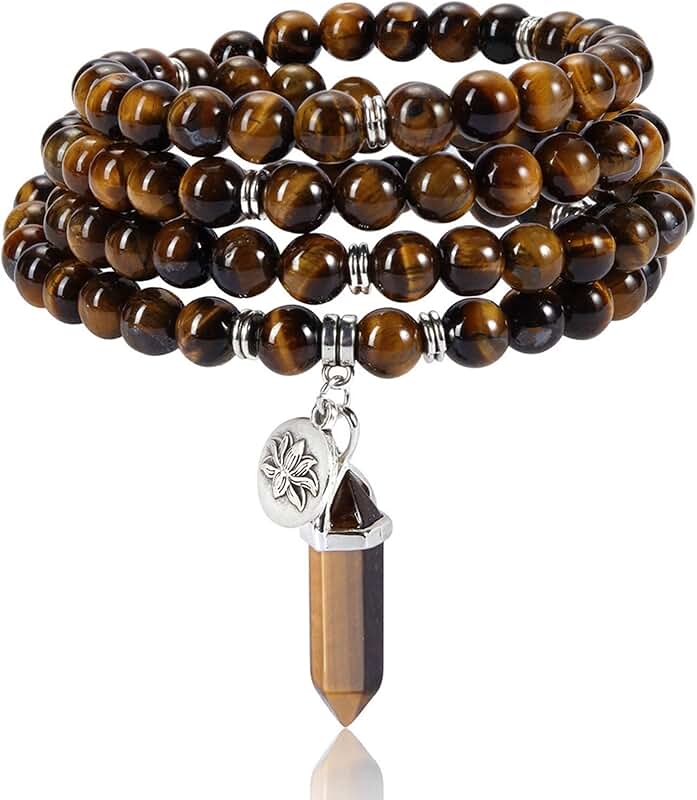 108 Mala Prayer Beads Bracelet with Natural Gemstones