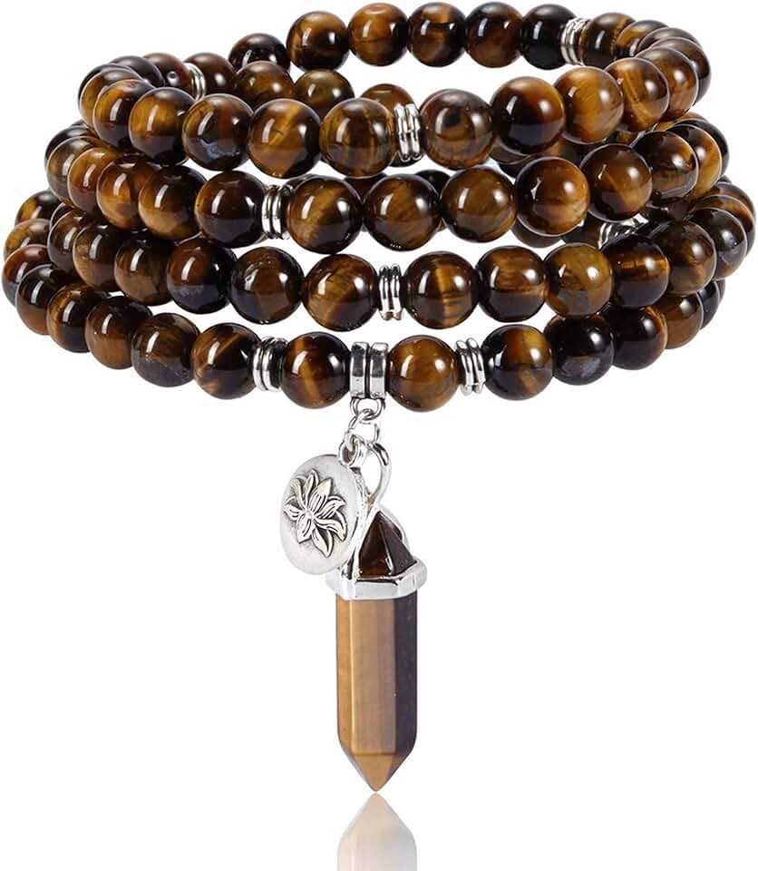 108 Mala Prayer Beads Bracelet with Natural Gemstones