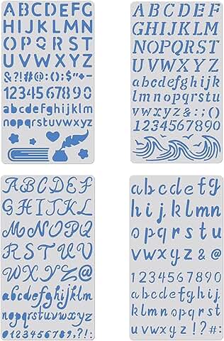 4 Pack 4x7 Inch Metal Letter and Number Stencils