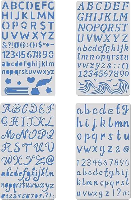 4 Pack 4x7 Inch Metal Letter and Number Stencils