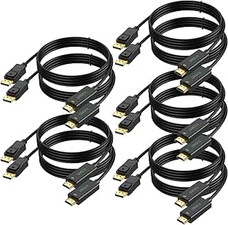 10-Pack 6ft 4K DisplayPort to HDMI Cables for Video and Audio