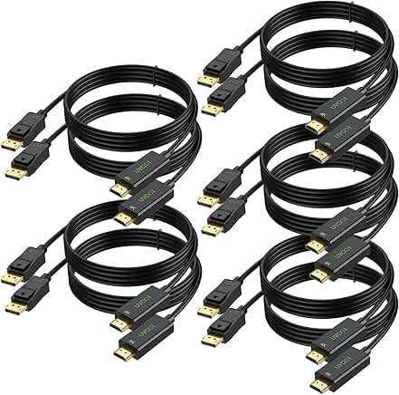 10-Pack 6ft 4K DisplayPort to HDMI Cables for Video and Audio
