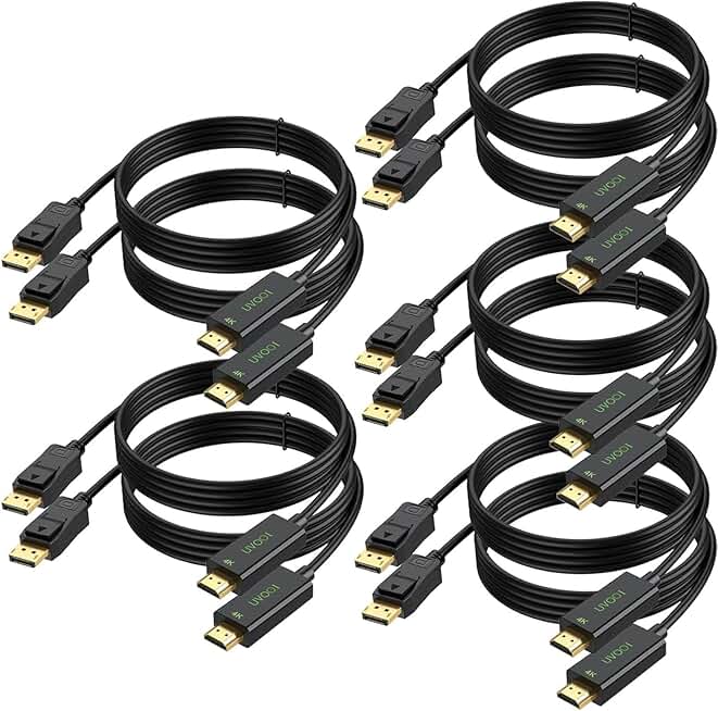10-Pack 6ft 4K DisplayPort to HDMI Cables for Video and Audio