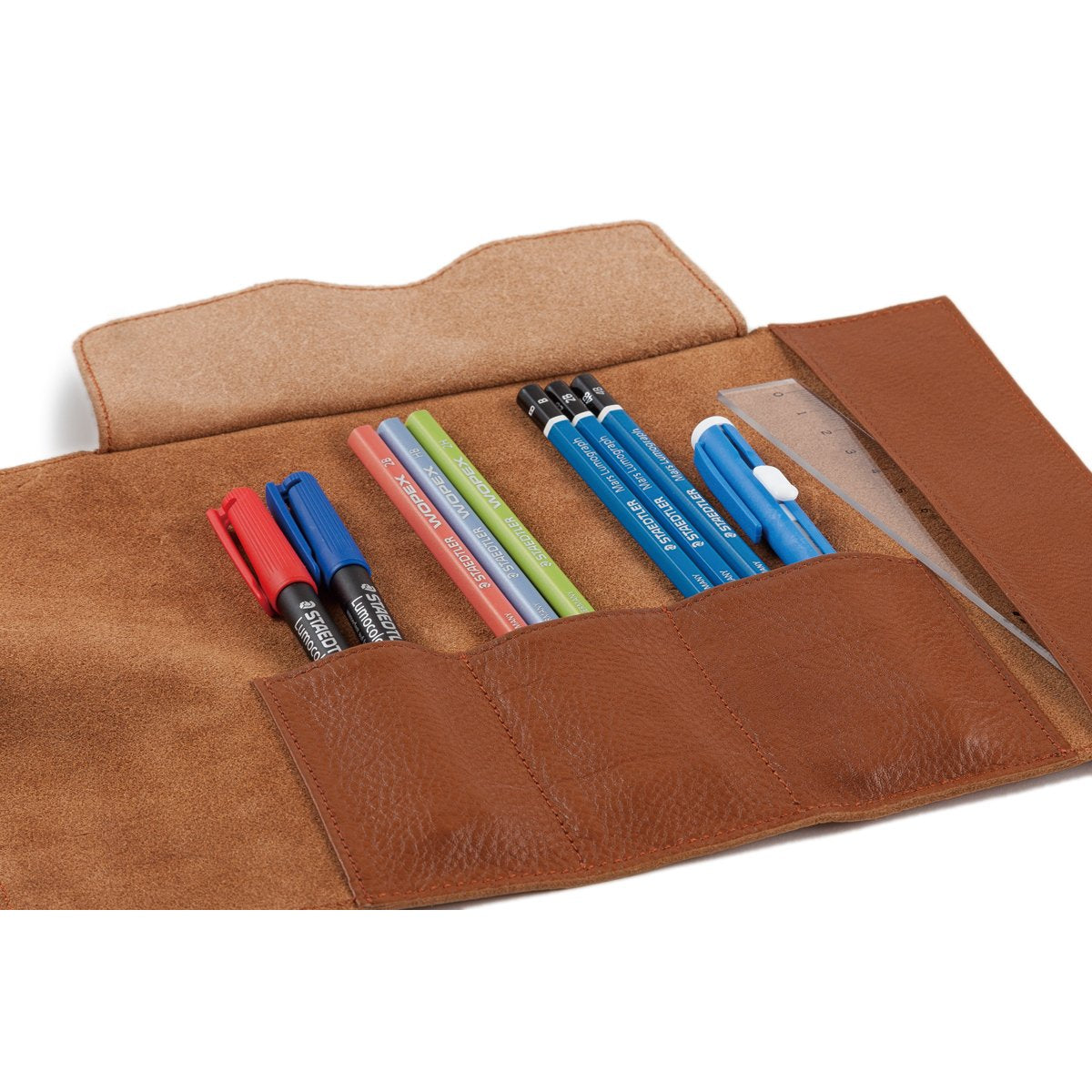 Brown leather pencil case