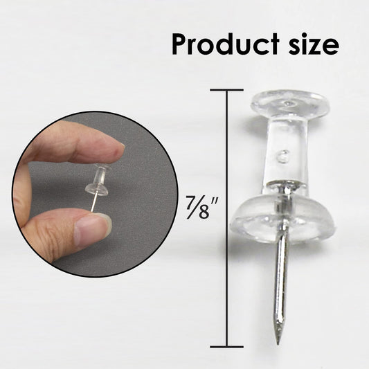 Clear push pins, 100 per pack