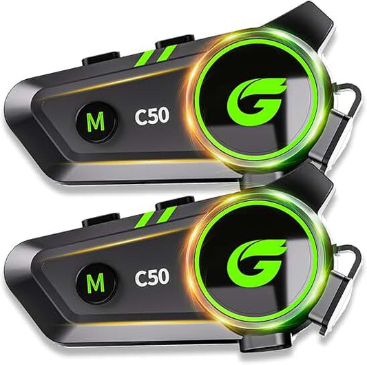 Motorcycle Bluetooth Headset for 2 Riders, Waterproof, Stereo Sound