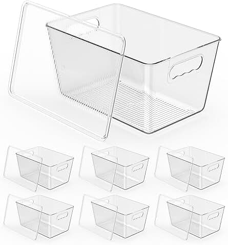 Stackable Clear Storage Bins with Lids (6 Pack)