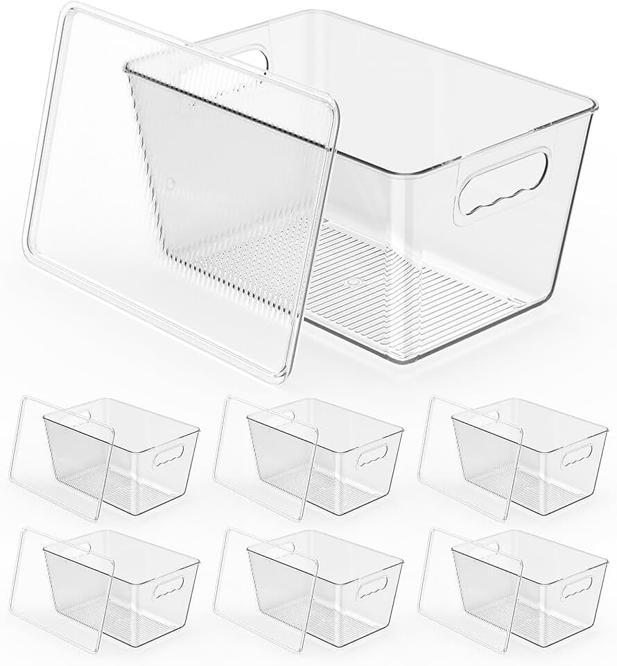 Stackable Clear Storage Bins with Lids (6 Pack)
