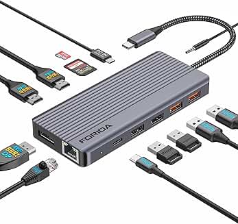 Triple Monitor Dock with 4K HDMI, DisplayPort, and USB-C