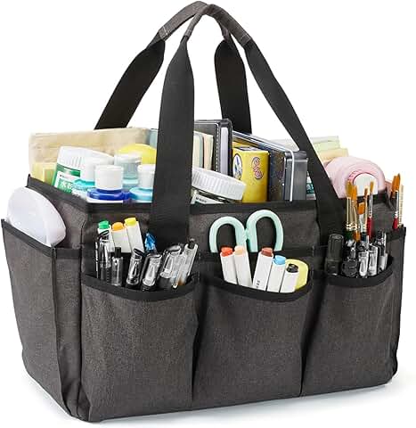 Gray multi-purpose tote bag with handle for organizing and carrying