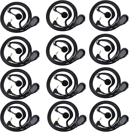 1-pin 2.5mm Radio Earpiece with Mic and PTT (12 Pack)