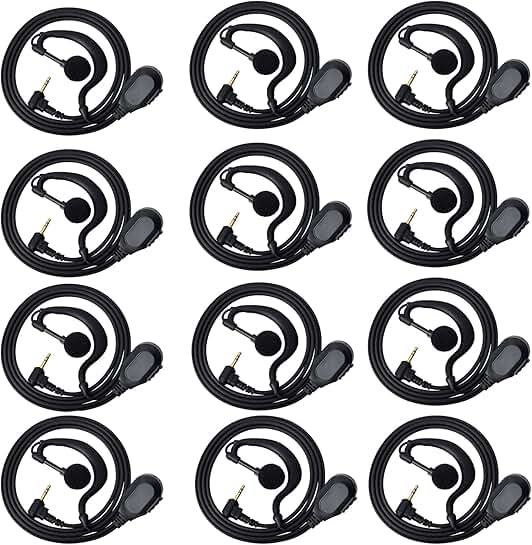 1-pin 2.5mm Radio Earpiece with Mic and PTT (12 Pack)