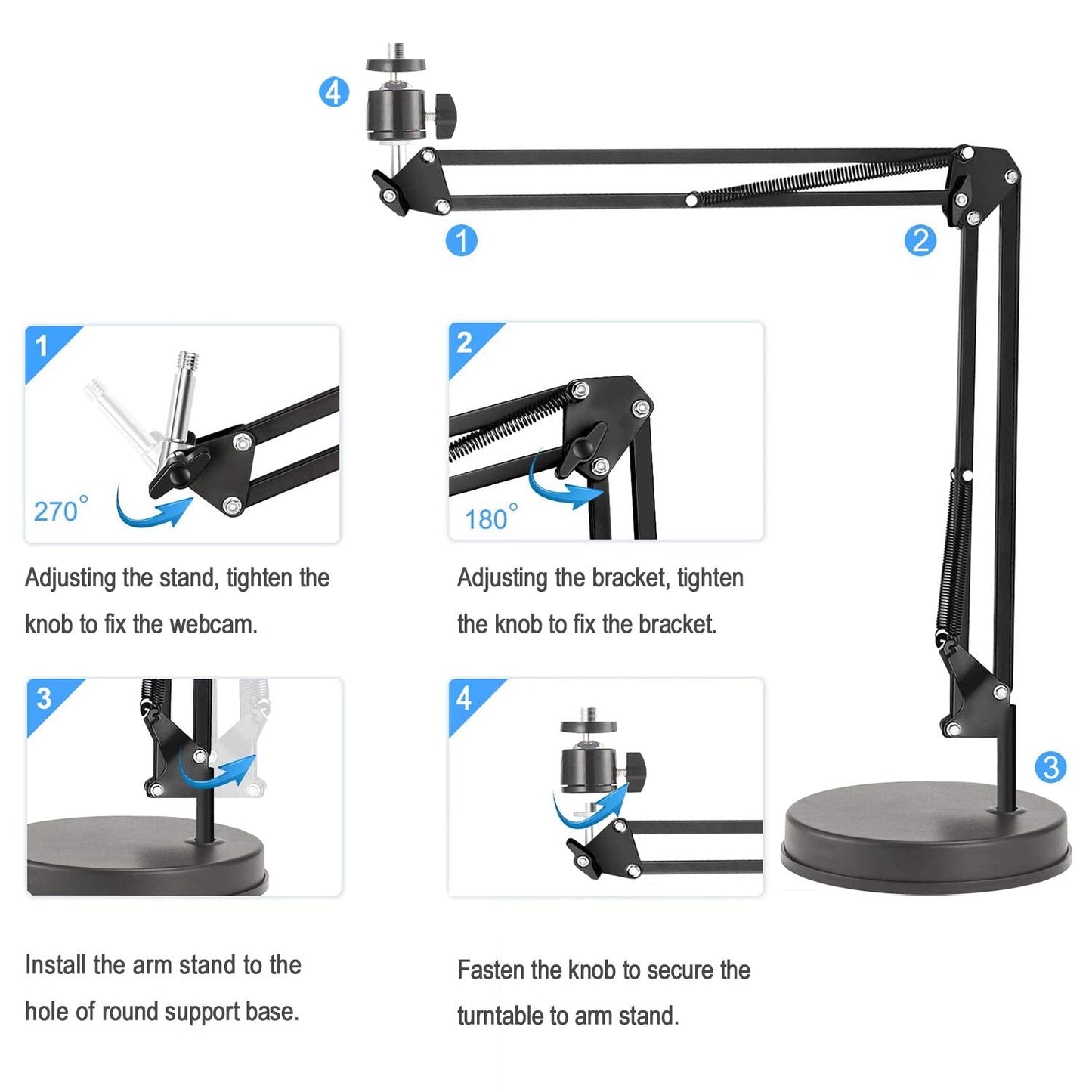 Webcam Stand,Camera Mount 22 inch Suspension Boom Scissor Arm Stand,For Logitech Webcam C925e C922x C922 C930e C930 C920 C615,GoPro Hero 8/7/6/5,Arlo Ultra/Pro/Pro 2/Pro 3/Brio 4K,DSLR Camera