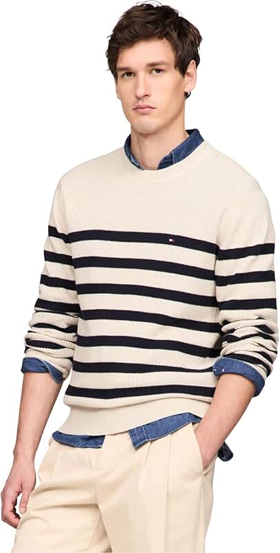Men's Lightweight Waffle Knit Crewneck Sweater