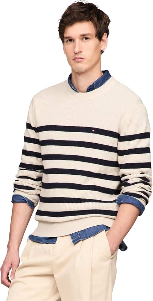 Men's Lightweight Waffle Knit Crewneck Sweater