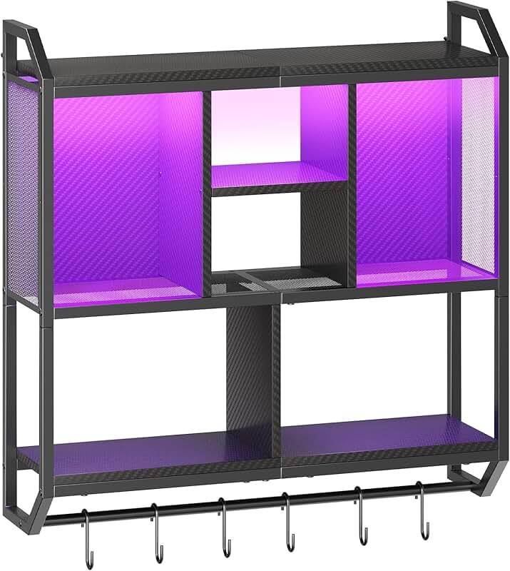 28.7" LED Wall Mounted Floating Shelf with Hooks